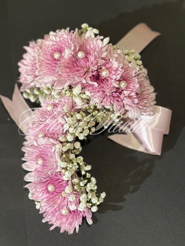 Pink Gajras with Chrysanthemums Babys Breath and Pearls for Wedding Decor Free Delivery in DHA Lahore