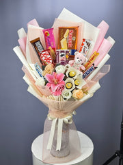 Floral Treats Chocolate Basket with Teddy

