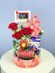 Premium Eidi Gift Box with Cash, Bangles, Chocolates & Flowers

