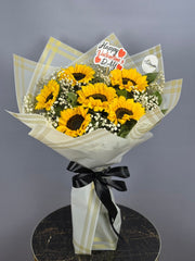 Sunflower Serenity Bouquet — 6 sunflowers & 2 baby’s breath stems — cheerful floral gift — delivery Lahore, Karachi, Islamabad